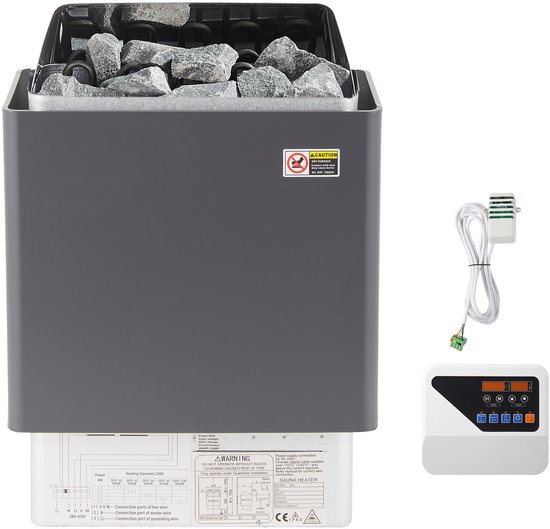 9 Kw Elektrische Saunakachel met Externe Bediening, Roestvrij Staal, voor Ruimtes Van 9-13 M³