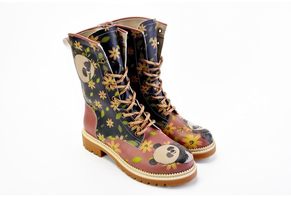 GOBY Panda Garden Dames Laarzen Handmade Vegan Leer