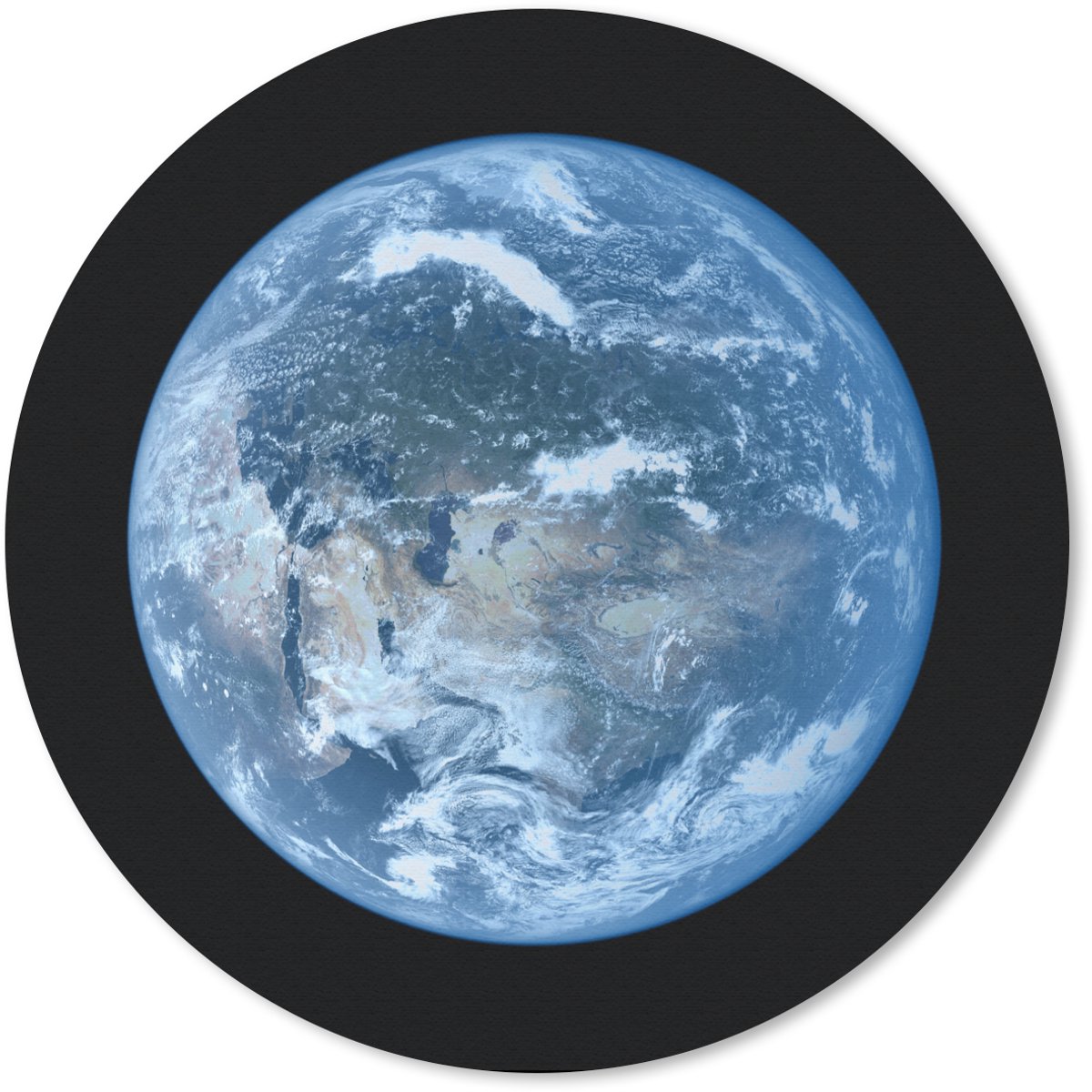 Muismat rond 50x50 cm - Mousepad Satellietbeeld van een lichtblauwe aarde - Ronde muismatten