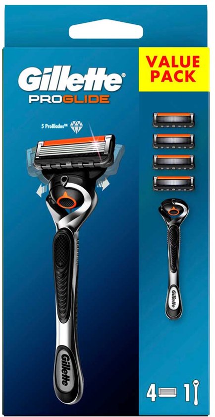 Gillette Fusion Proglide Handmatig Scheermes + 4 Reservemesjes Zilver Man