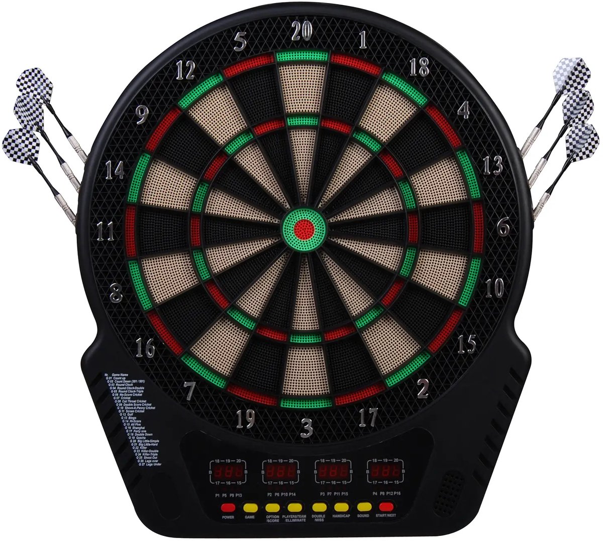 Elektronisch Dartbord - Dartset - met LED-display- met Automatische Score - Geluidseffecten - 6 Darts - 24 Dartkoppen - 27 Spellen - 243 Slagopties - Dartboard voor tot 16 Spelers - 44 x 51,5 x 3,2 cm