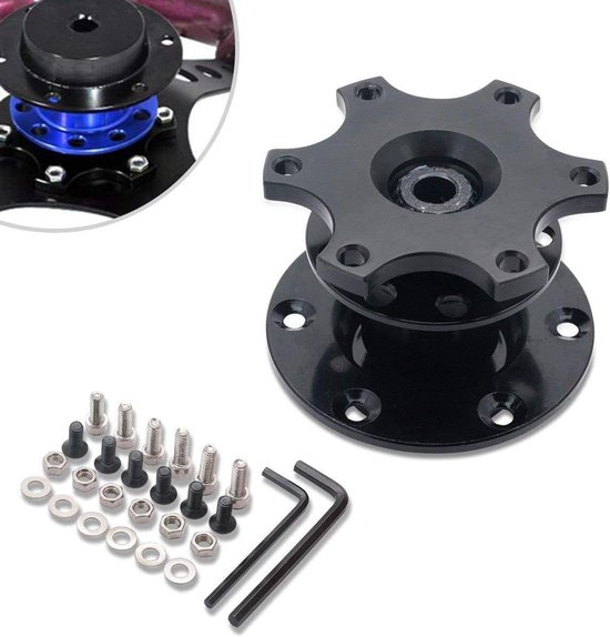 Acclcors Universal Racing Lenkrad, Gaming Lenkrad 13.6 6 Schrauben Grip Vinyl Leder Deep Dish mit Horn Taste für Rennen/Rallye/Motorsport/Auto Sim Fahren(Blau