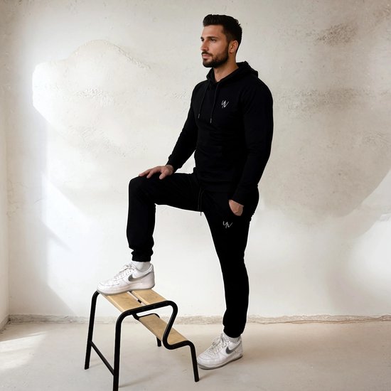 YV SPORT - Sweat à capuche YV MOTION pour elle et lui - Qualité Premium - Confortable et élégant - Tissu éponge français - Coupe Perfect - Capuche avec cordon de serrage - Poche kangourou - Sweat à capuche Activewear - Zwart - XL