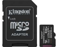 Kingston Canvas Select Plus - microSDXC Geheugenkaart - 512GB - UHS-I U3 V30 - 150 MB/s