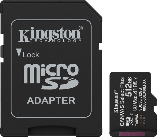 Kingston MicroSD Canvas Select Plus Gen3 512GB + Adapter