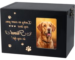 Allecto Plus - Houten Huisdierenurnen voor Honden en Katten | Gedenkurnen met Fotolijst en Flanellen Voering | Huisdierherinneringscadeau bij Verlies | Dierlijke Asbegrafenis