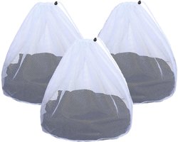 Waszakken - Netwaszakken - 3 Stuks waszakken met trekkoord 50x60 cm - Waszak - Waszakje - Mesh laundry bag - Afsluitbaar trekkoord - Voor ondergoed, beddengoed, babykleding, sokken - 1 fijn gaas, 2 grof gaas