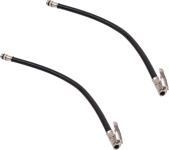 Foto: Allecto plus bandenpomp slang luchttool 2 stuks bandcompressor slang voor fiets en autobanden zwarte bandenspanningsmeter bandendetectie
