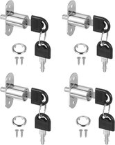Meubelslot - 4 Stuks - Schuifdeurslot - Slotcilinder 23mm - Hefboomslot - Cilinderslot - Archiefkastslot - Voor magazijnen, lade en garages - Zilver - Zinklegering