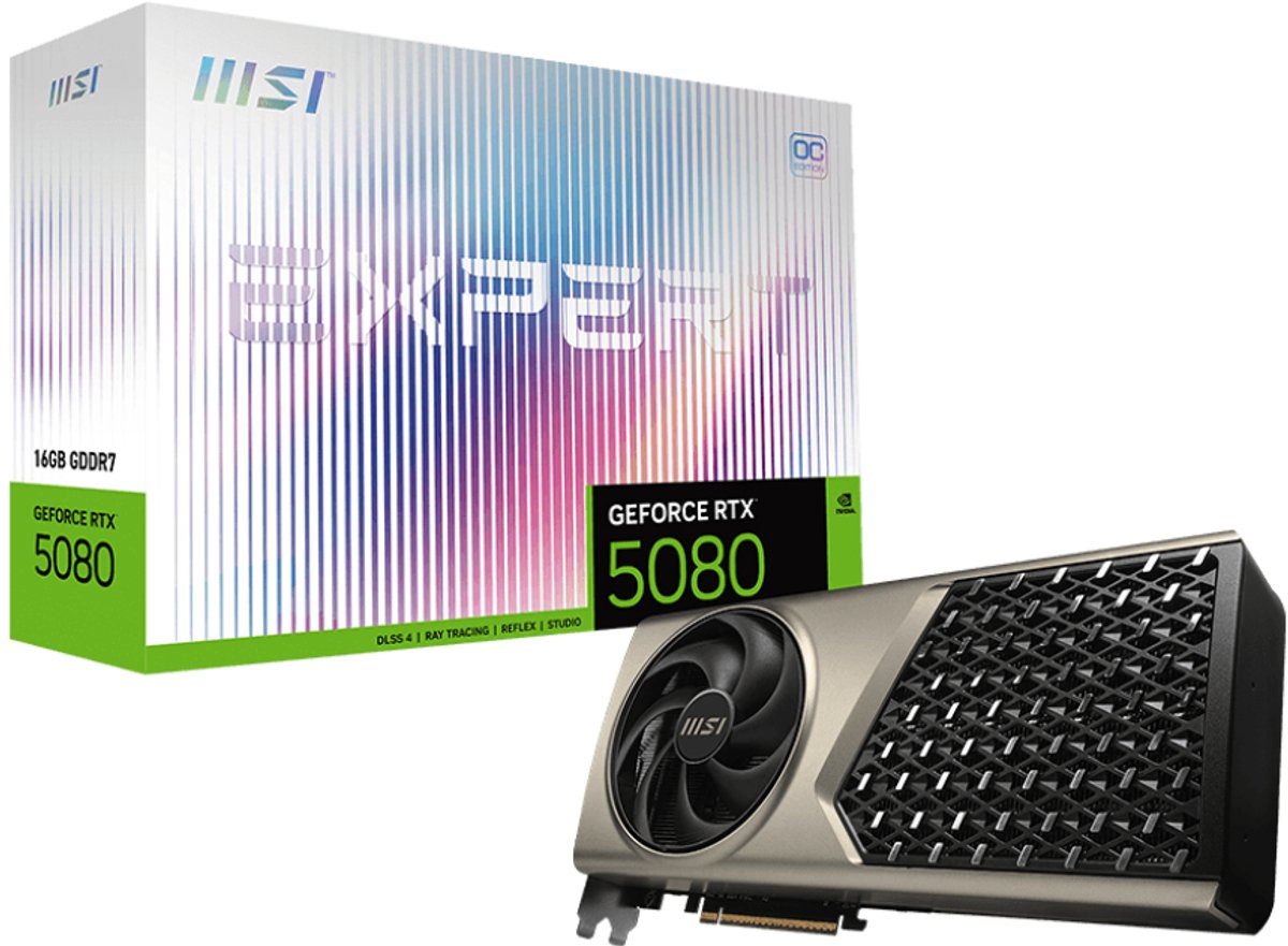 MSI NVIDIA GeForce RTX 5080 16GB EXPERT OC - Videokaart - 16GB
