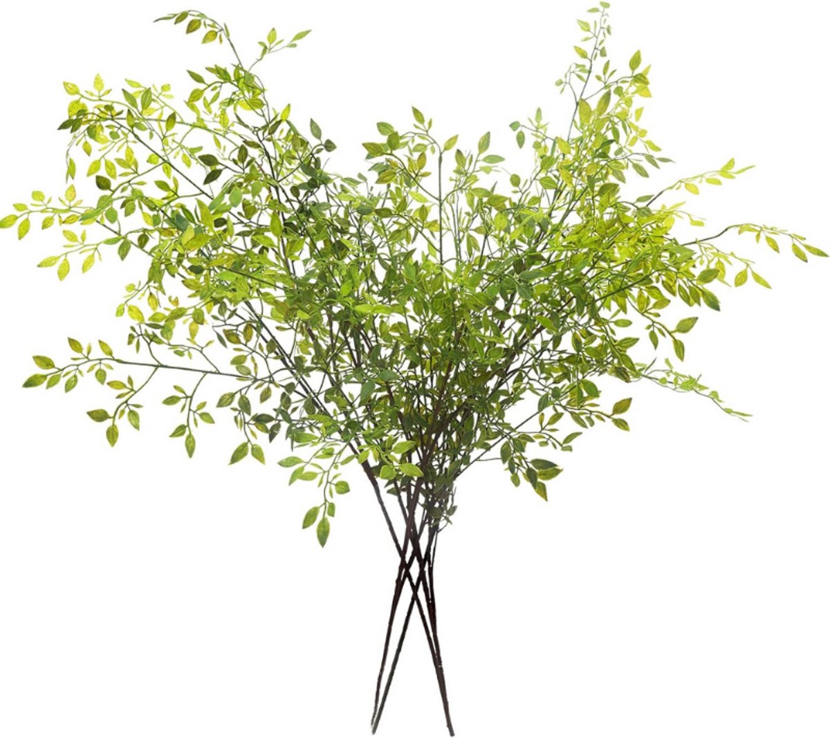 BOG Set Van 4 Groene Nandina Kunsttakken 110 Cm Hoog - Realistische Nepplanten Voor Vaas - Onderhoudsvrije Decoratie Voor Winkel Kantoor Tuin En Woonkamer groente