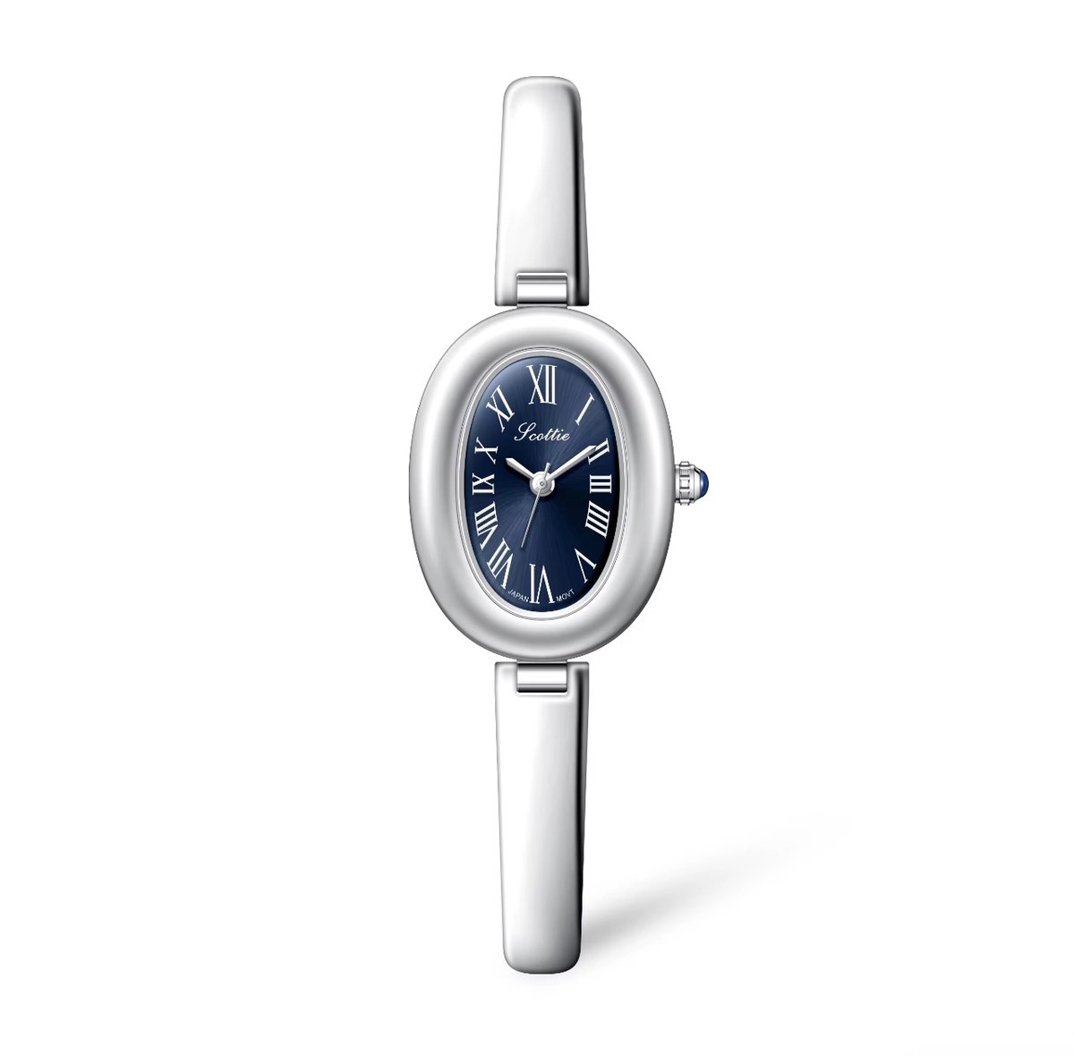 Scottie Dames Horloge BlauwZilverkleurig | Ovaal Plaat | Dames Horloges | Dames Sieraden | Horloges | Luxe Geschenkdoos |