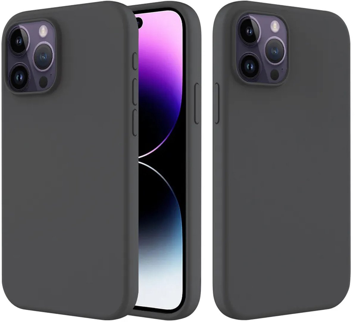 MobyDefend Hoesje - Geschikt voor iPhone 14 Pro Max - Matte Siliconen Backcover - Zwart