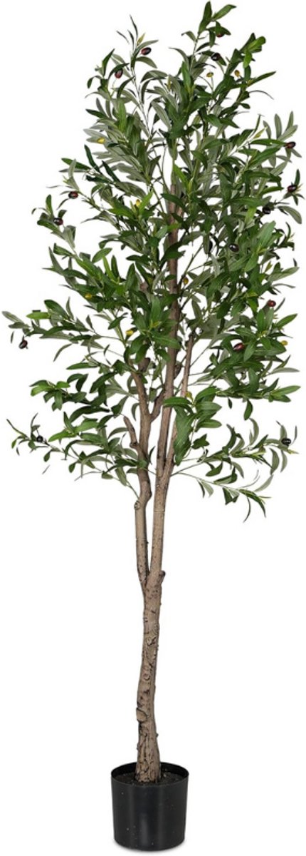 BOG Kunst Olijfboom In Pot - 180 Cm Hoog - Levensechte Kunstplant Van Kunststof En Steen - Luxe Kunstboom Voor Binnen - Groen-Bruin - Natuurlijke Decoratie Voor Woonkamer Of Kantoor groente
