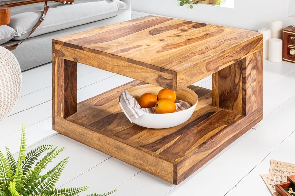 Invicta Interior Salontafel van massief fijn hout GIANT 60 cm Sheesham Stone Finish - 36331 Zie omschrijving