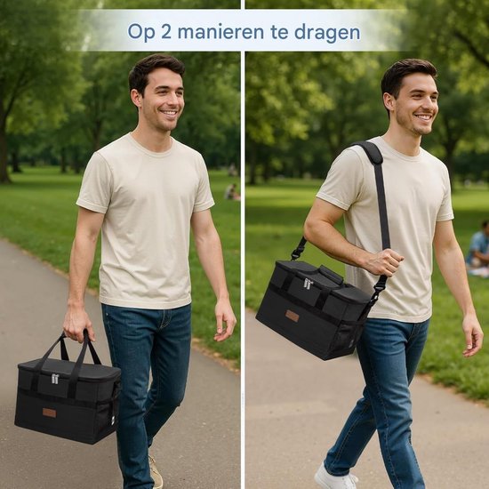Tovbmup 20L Koeltas - Grote opvouwbare ijsmand - IJsbox - Geïsoleerde tas - Geïsoleerde tas - Picknicktas voor voedseltransport - Zwart van Merkloos — afbeelding 4