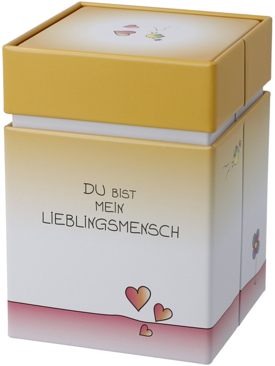 Goebel - Der kleine Yogi | Theedoos Du bist mein Lieblingsmensch | Metaal - 11cm - bewaardoos - 4 stuks