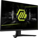 Zwarte MSI gaming monitor met groen MAG-logo, schuin van voren gezien.