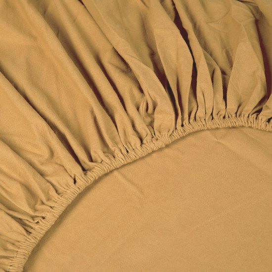 Hoeslaken en flanelle Kayori Showa - 160 x 200-210 cm - Épaisseur du matelas 40 cm - Élastique tout autour - Goud