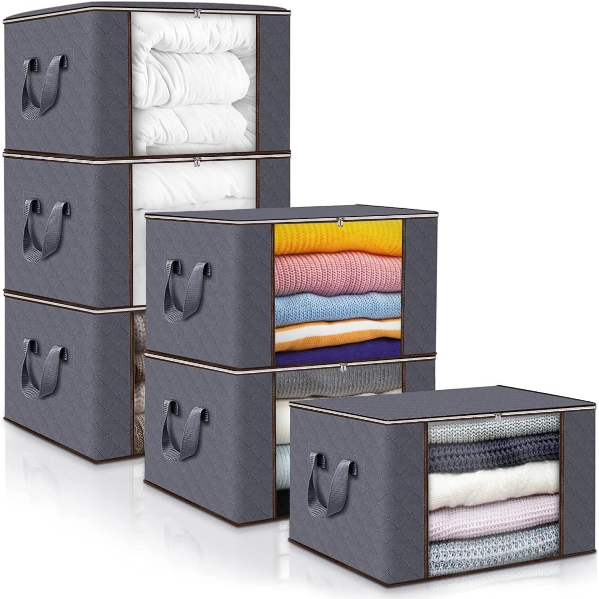 EXCITAT Kledingorganizer - Opvouwbare opbergdoos - Organiseer slaapkamer, kledingkast, kleding, dekbed - Grijs