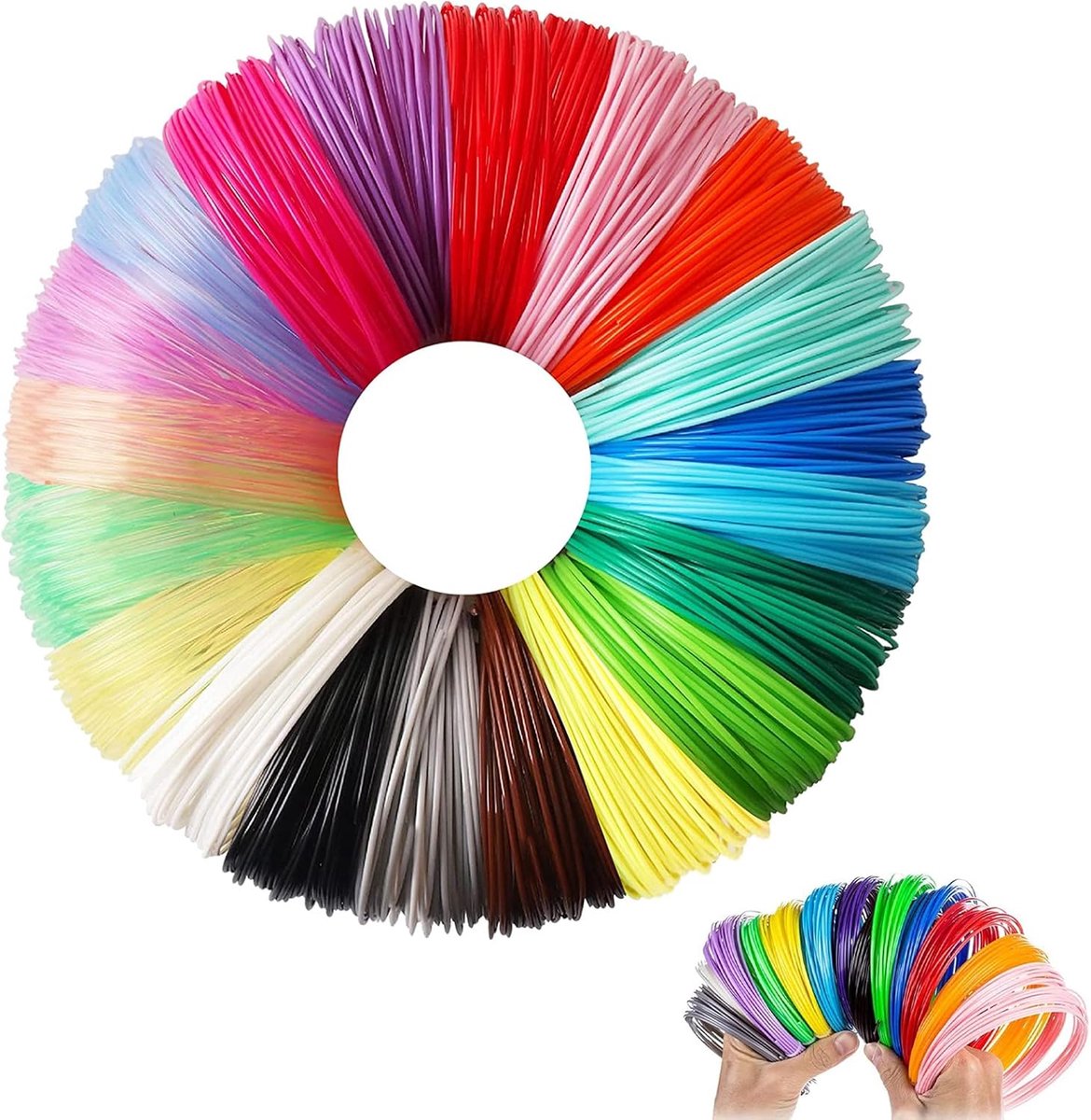 3D Printer Filament - PLA - 3D Pen Filament - 1.75mm Diameter - 20 Kleuren - Totale Lengte 60 m