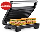 Royalty Line® PM1000 Tosti Apparaat Voor 2 Tosti's - 23 x 14.5 cm Grilloppervlak - Uitklapbaar - Contactgrill - 1000W - Panini - Grill Ijzer Met Antiaanbaklaag - Tosti Ijzer - Croque Monsieur Toestel - Zwart
