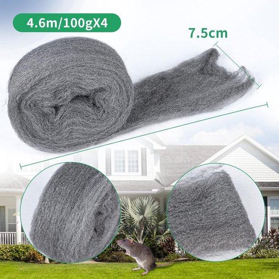 4 x (4.6 m/each) steel wool 000, lalago steel wool fine 0000, mouse protection, iron straw 000, glass wool, steel wool 000, steel wool 000, gloves and scissors free van Merkloos	 — afbeelding 5
