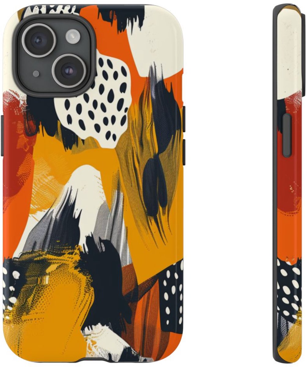 Abstracte Kleurrijke Penseelstreken – Telefoonhoesje Geschikt voor iPhone 15