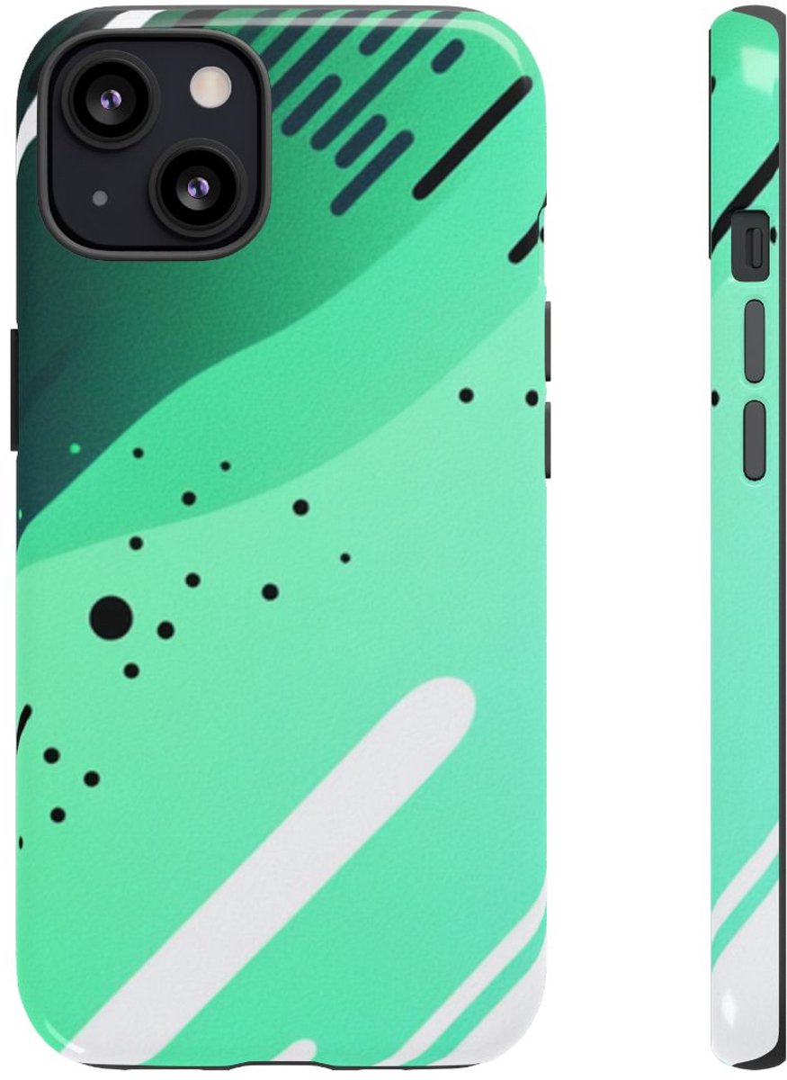 Geometrisch Groen-Zwart Abstract Patroon – Telefoonhoesje Geschikt voor iPhone 13
