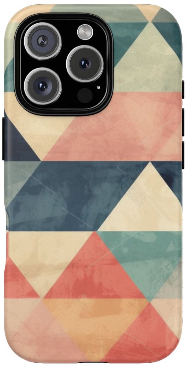 Gedempt Geometrisch Driehoekpatroon – Telefoonhoesje Geschikt voor iPhone 16 Pro