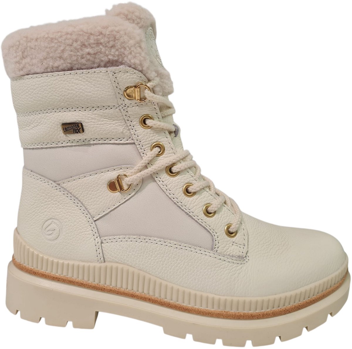 Remonte Witte Leren Veterboots Dames - Wit - 43