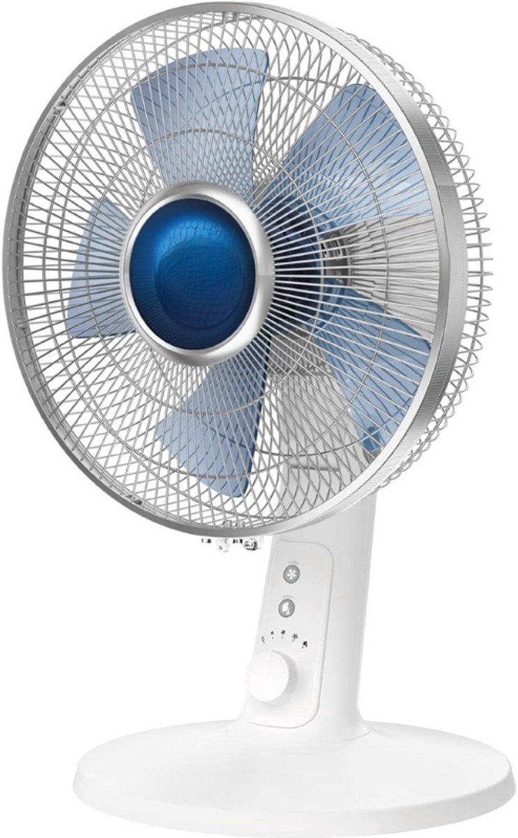 Tafelventilator Met 4 Snelheden - 30 CM Diameter - Stille Nachtpositie - Automatische Trilling - Instelbare Oriëntatie - Turbo Boost Functie - Meerkleurig