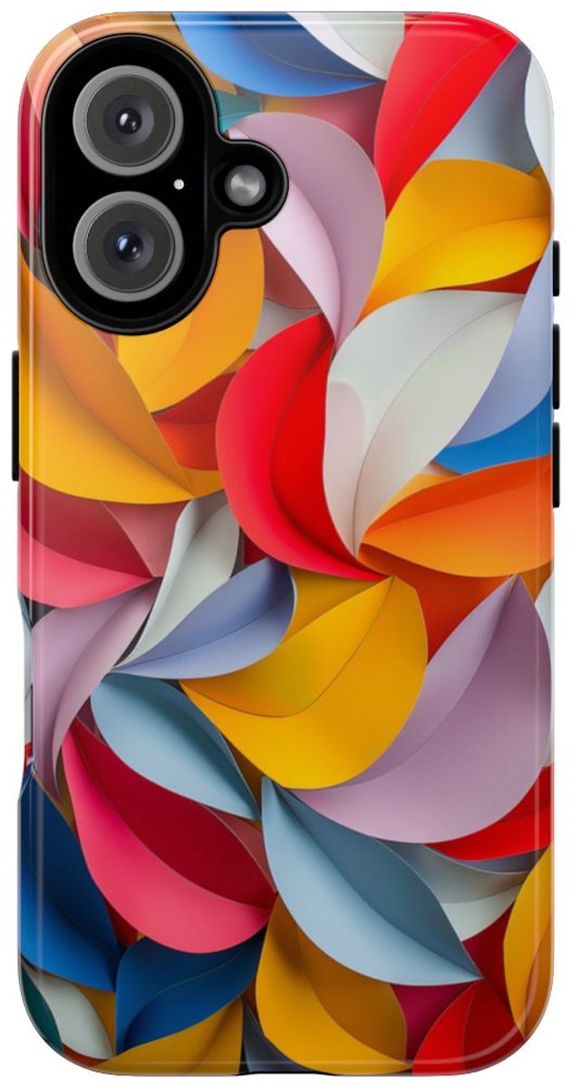 Kleurrijk Papieren Bladpatroon – Telefoonhoesje Geschikt voor iPhone 16