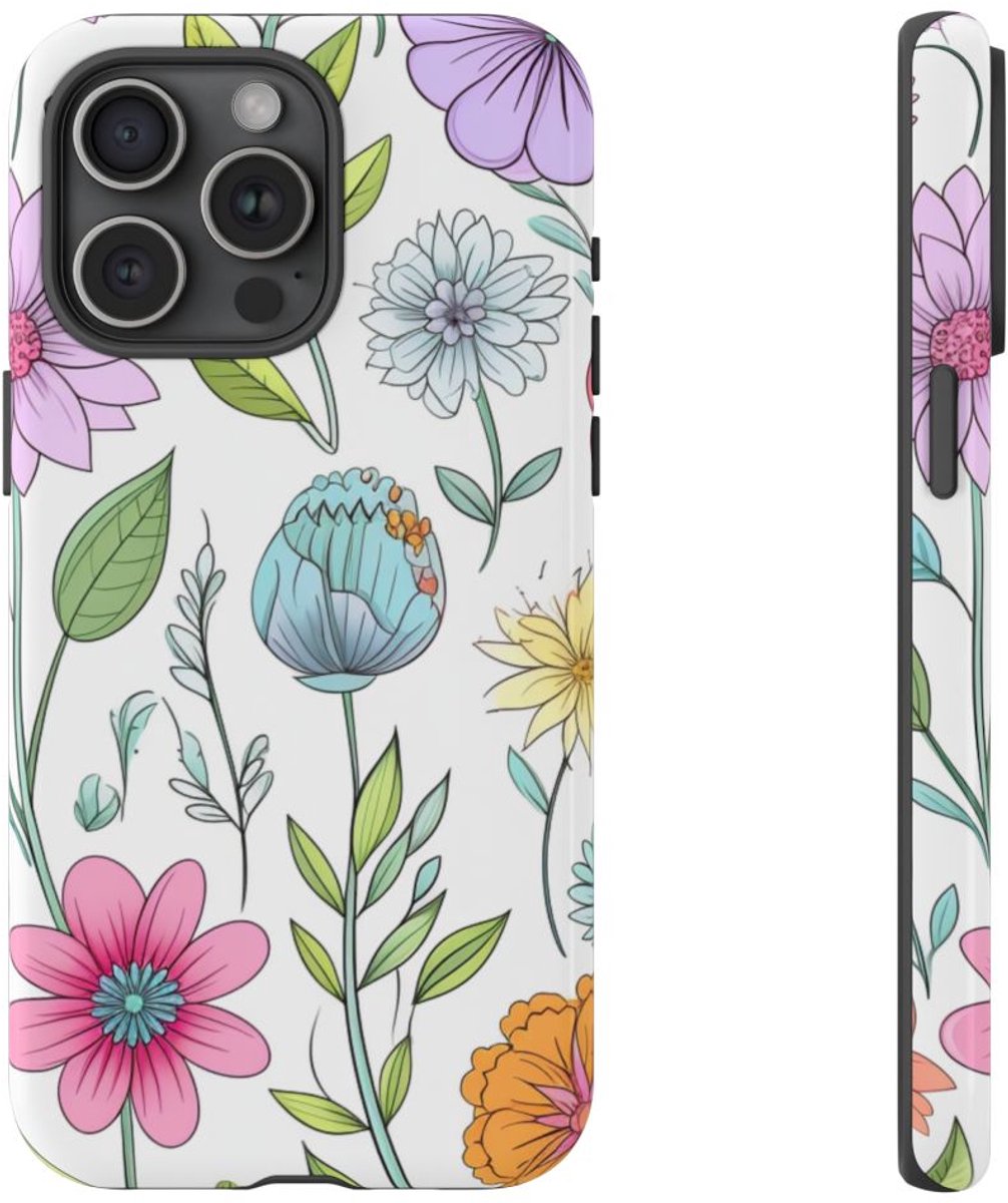 Kleurrijk Bloemenpatroon – Telefoonhoesje Geschikt voor iPhone 15 Pro Max