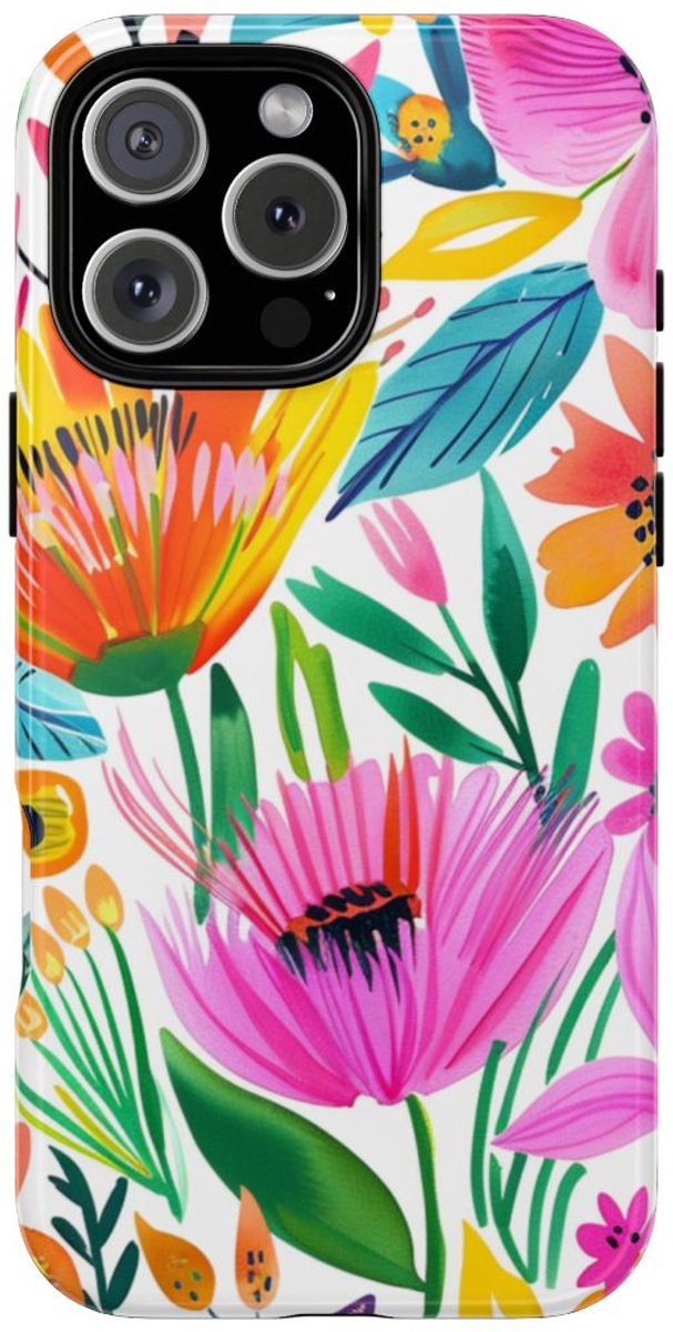 Vrolijk Waterverf Bloemenpatroon – Telefoonhoesje Geschikt voor iPhone 16 Pro Max