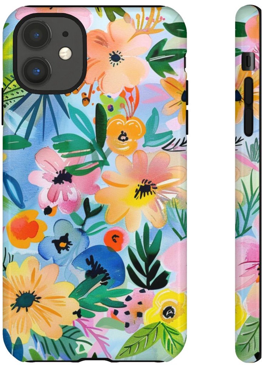 Aquarel Bloemenpatroon – Telefoonhoesje Geschikt voor iPhone 11