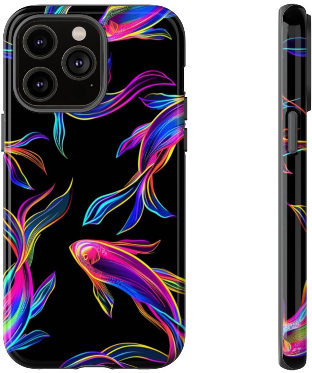Neonkleurige Vissenpatroon – Telefoonhoesje Geschikt voor iPhone 14 Pro Max