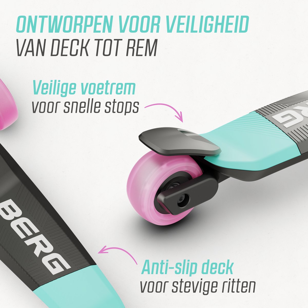 BERG Nexo Kinderstep - Step 3 wielen - Vanaf 2 jaar - Opvouwbaar - In hoogte verstelbaar - Mint — afbeelding 7