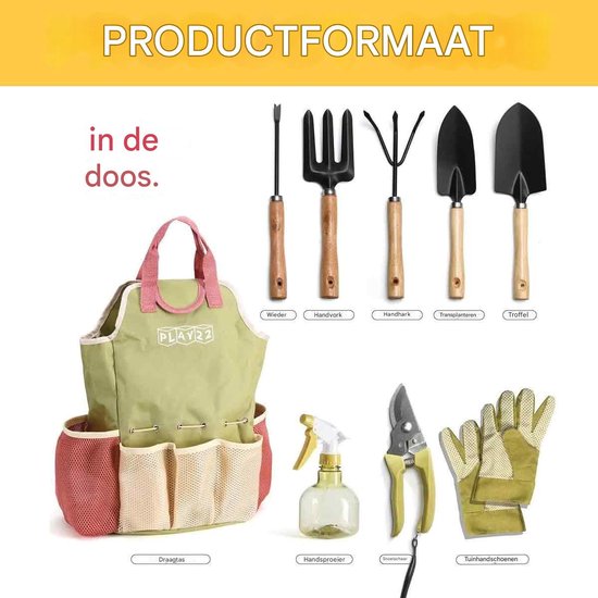 Ynkkvre-9-Delige Tuingereedschap Set voor Vrouwen - Inclusief Draagtas, Handschoenen, Snoeischaar & Spuitfles - Ergonomisch & Roestvrij van Ynkkvre — afbeelding 2