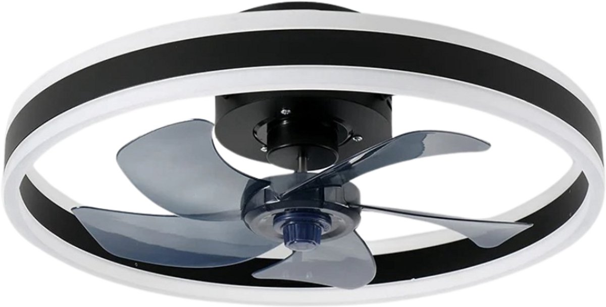 Nivard Plafondventilator - Met Verlichting - Plafond Ventilator - Met Lamp - Plafonniere Met Ventilator - Met Licht - Zwart - 50cm