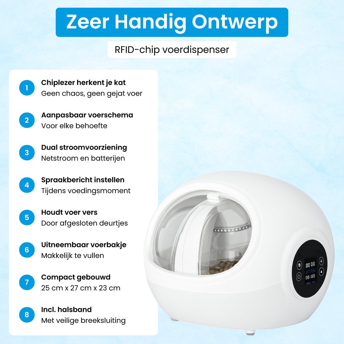 ZoeZo Design - Chip Voerdispenser - Type ZZ-FC1 - RFID - Automatische Voerbak Katten - Voerautomaat met Chip voor Halsband - Voederbak - Wit - Kat & Hond - Halsbandchip - Antidiefstal thumbnail 8