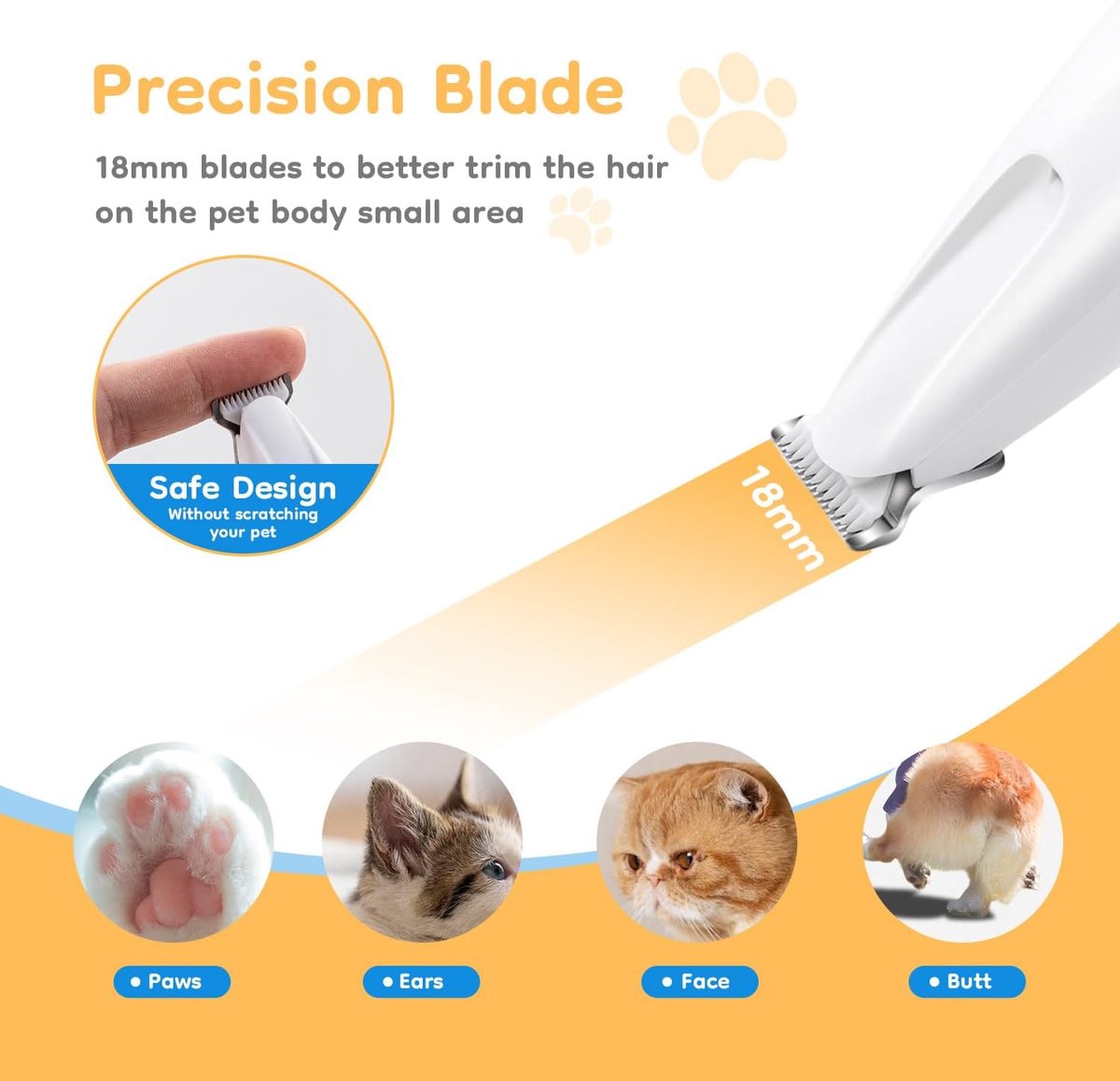 Hondentondeuse - Hondenpoottrimmer met LED-licht - Trimmer - Honden Tondeuse - elektrische hondentrimmer voor poten - Honden Trimset - waterdicht - Poten Trimmer Hond - Hondenverzorging - scheerapparaat voor huisdierenhaar - voor honden en katten — afbeelding 6