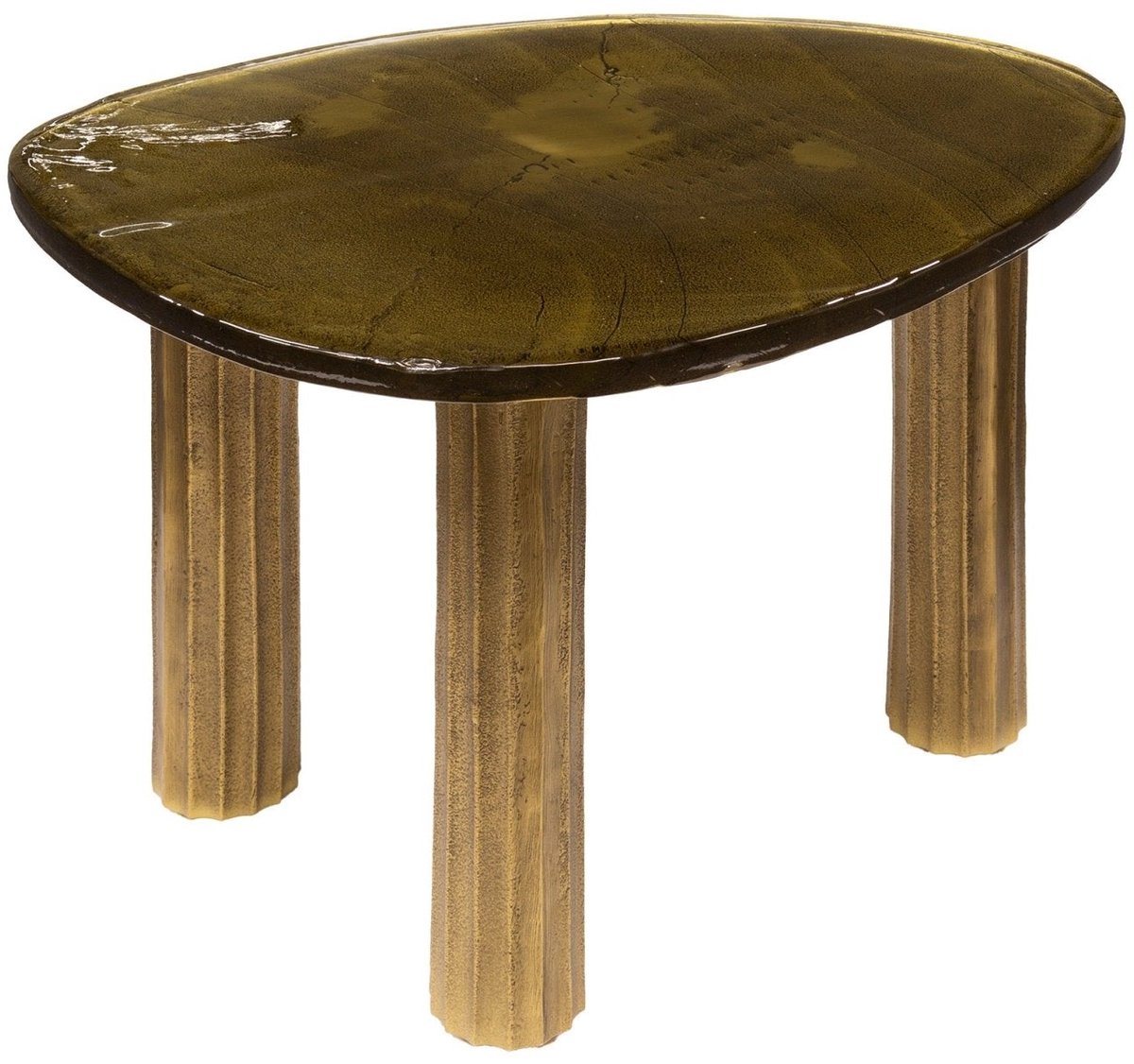Industrieel In Huis Salontafel Rond Goud (62x45x40cm) - Bijzettafeltjes Woonkamer - Bijzettafels Rond Goud - Antieke Ronde Tafel - Salontafel Industrieel Goud - Decoratie Salontafel - Salon Tafel Industrieel & Landelijk - Grote & Kleine Tafel