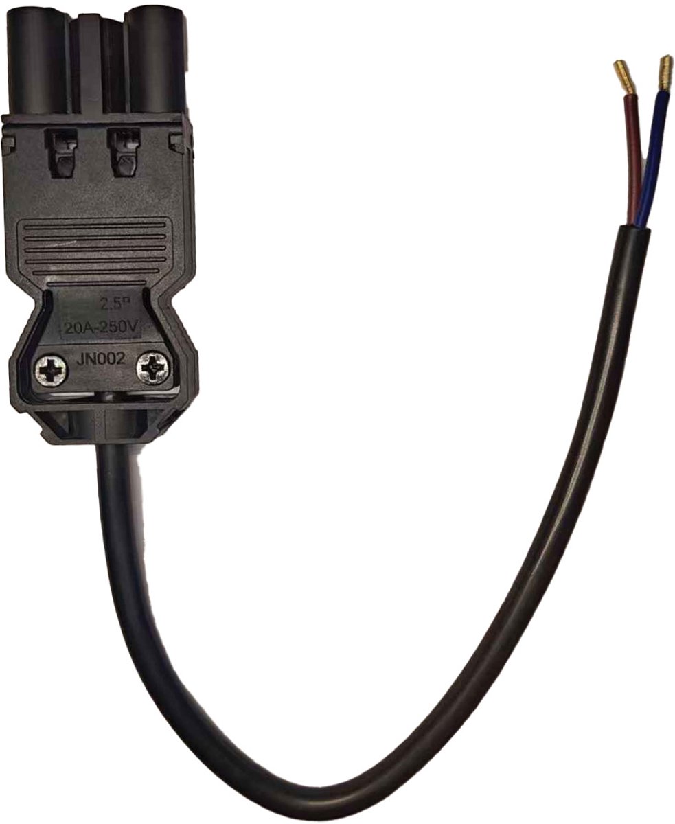 Noxion GST - Compatibel Voedingskabel Zwart - Mannelijk + Open uiteinden - 0,3m - 2 pole 0,75mm2.