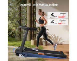 Loopband voor thuis Opvouwbaar met helling 9%, loopband 12KM/H, loopband voor thuis met 3.0 PK motor en 12 vooraf ingestelde programma's, Max belasting 136KG