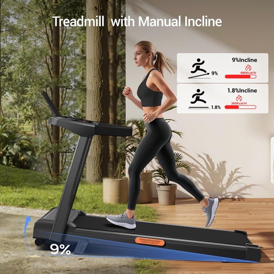 Loopband voor thuis Opvouwbaar met helling 9%, loopband - Loopband - €179,99