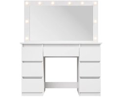 Kaptafel / Schminktafel Lilia - Incl. LED en Lades - Wit