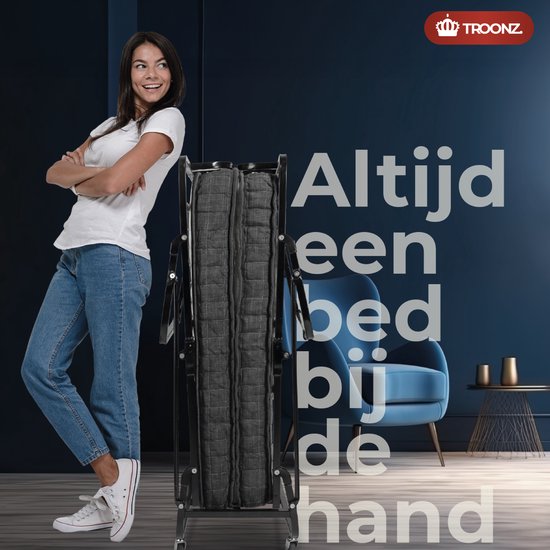 Troonz® Opklapbed Milano 90x200 cm – Vouwbed met Matras - Opklapbed 1 persoons - Logeerbed