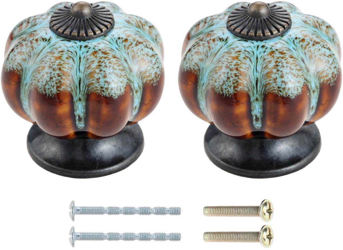 Ibenzoa® Antiek Design Keramische Deurknoppen Set van 2 voor Diverse Meubeltoepassingen in Luipaardblauw