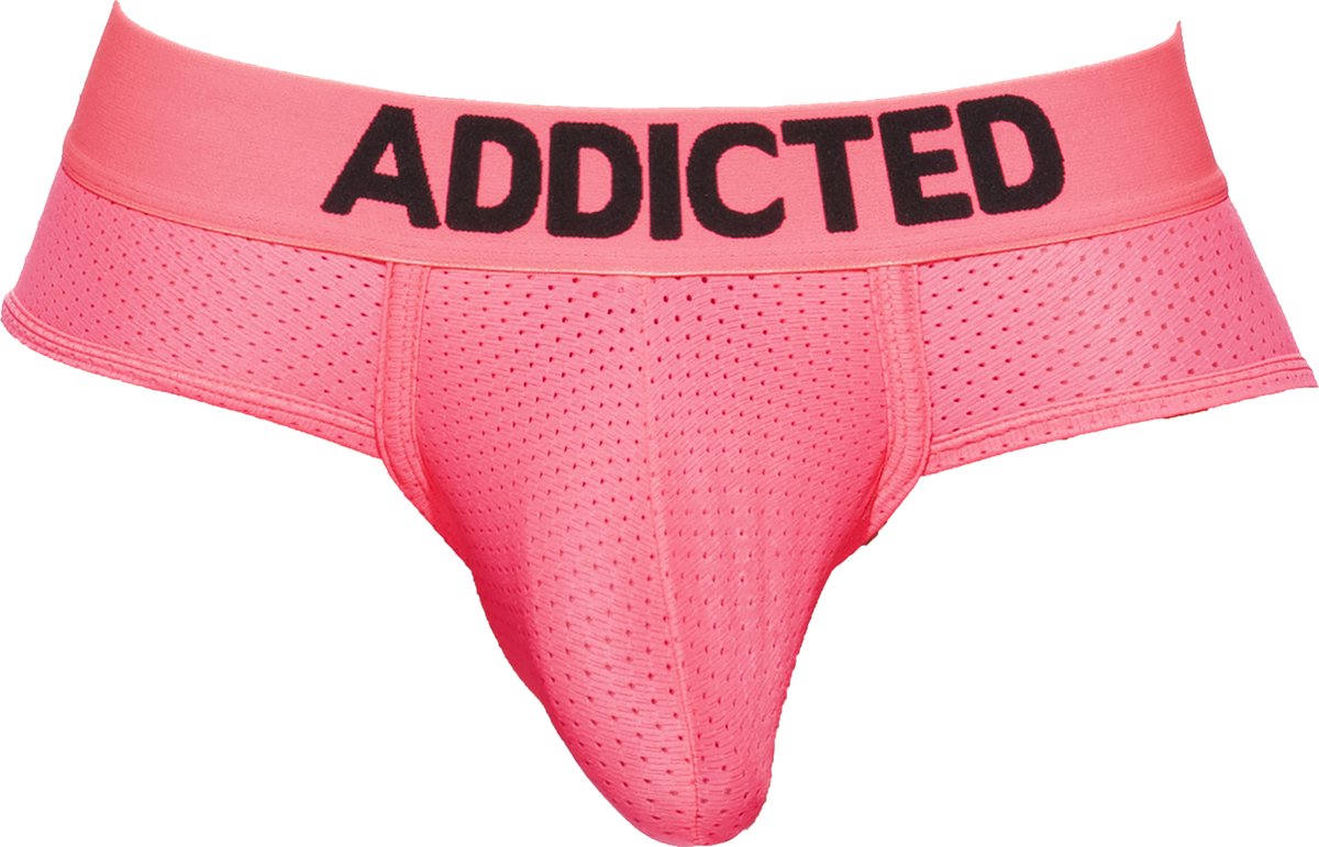 Goedkoopste ADDICTED Ring Up Neon Mesh Brief Pink - MAAT S - Erotisch Heren Ondergoed - Slip voor Man - Sexy mannen Slip